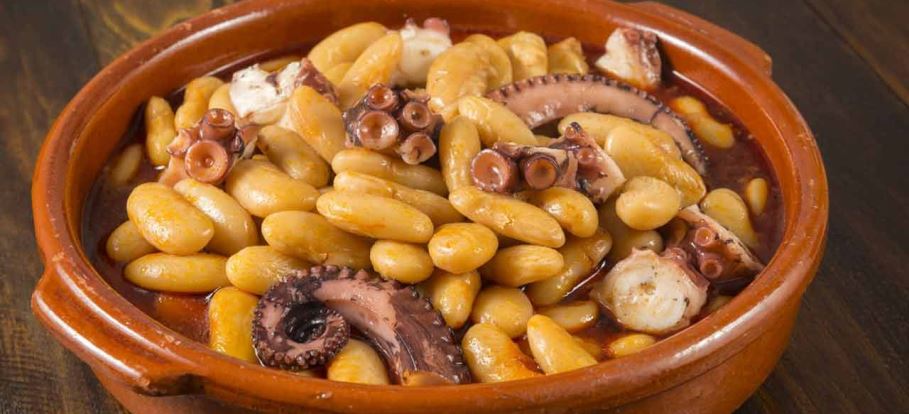 Fabada con pulpo